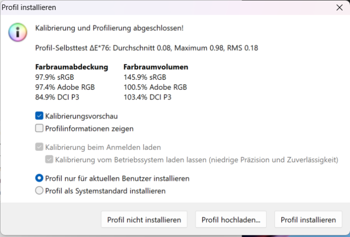 Farbraumabdeckung des IPS-Monitors (Bild: Oliver Nickel/Golem.de)